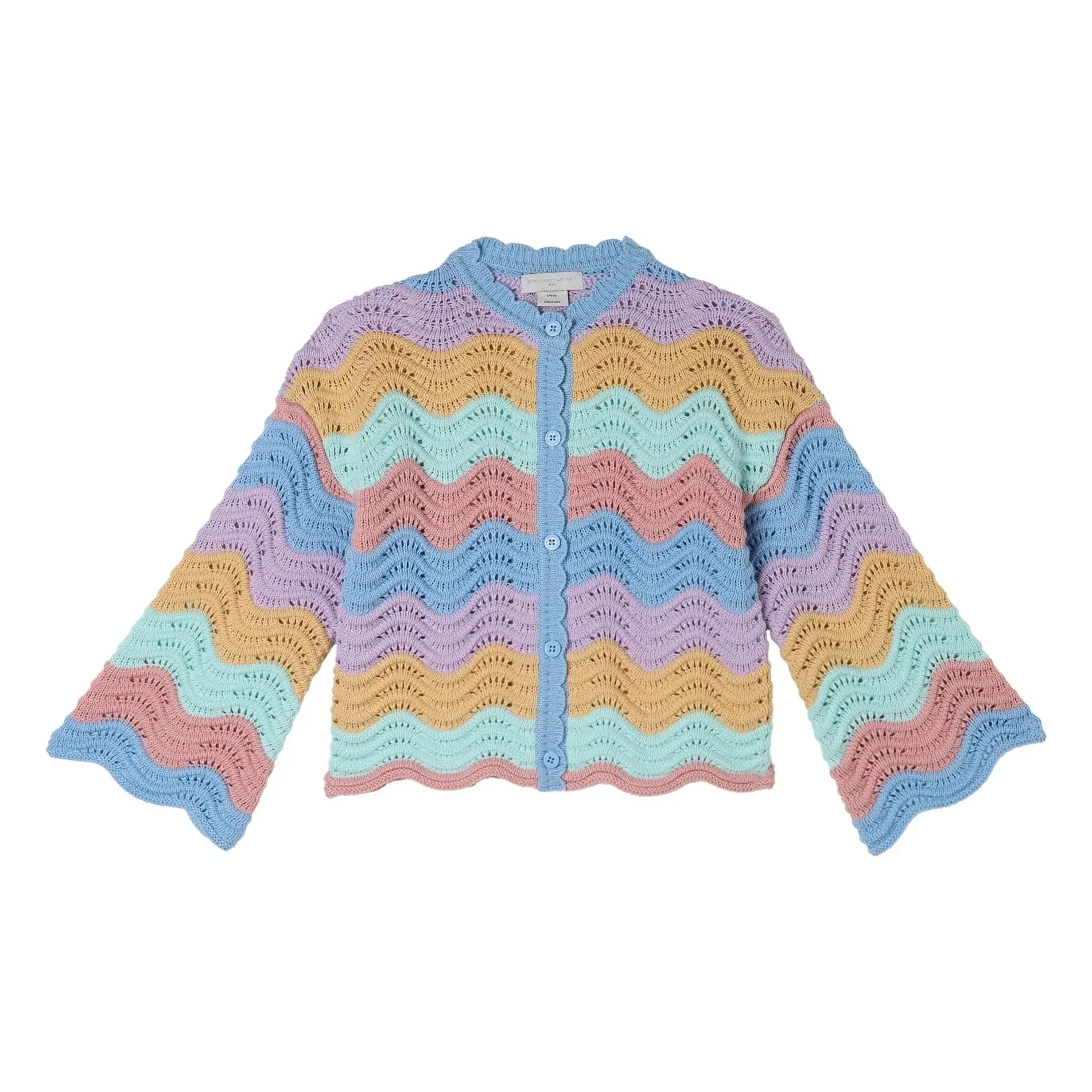 Stella McCartney Kids - Häkelstrickjacke aus Bio-Baumwolle | Blau
