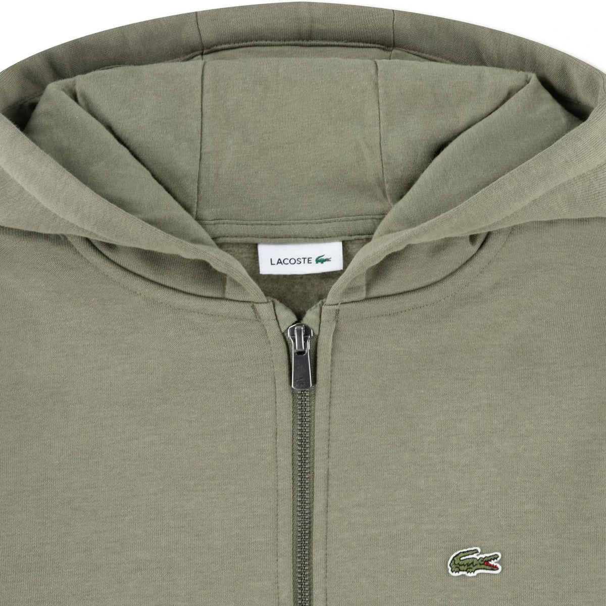 Lacoste - Logo Detaylı Fermuarlı Kapüşonlu Sweatshirt | Haki