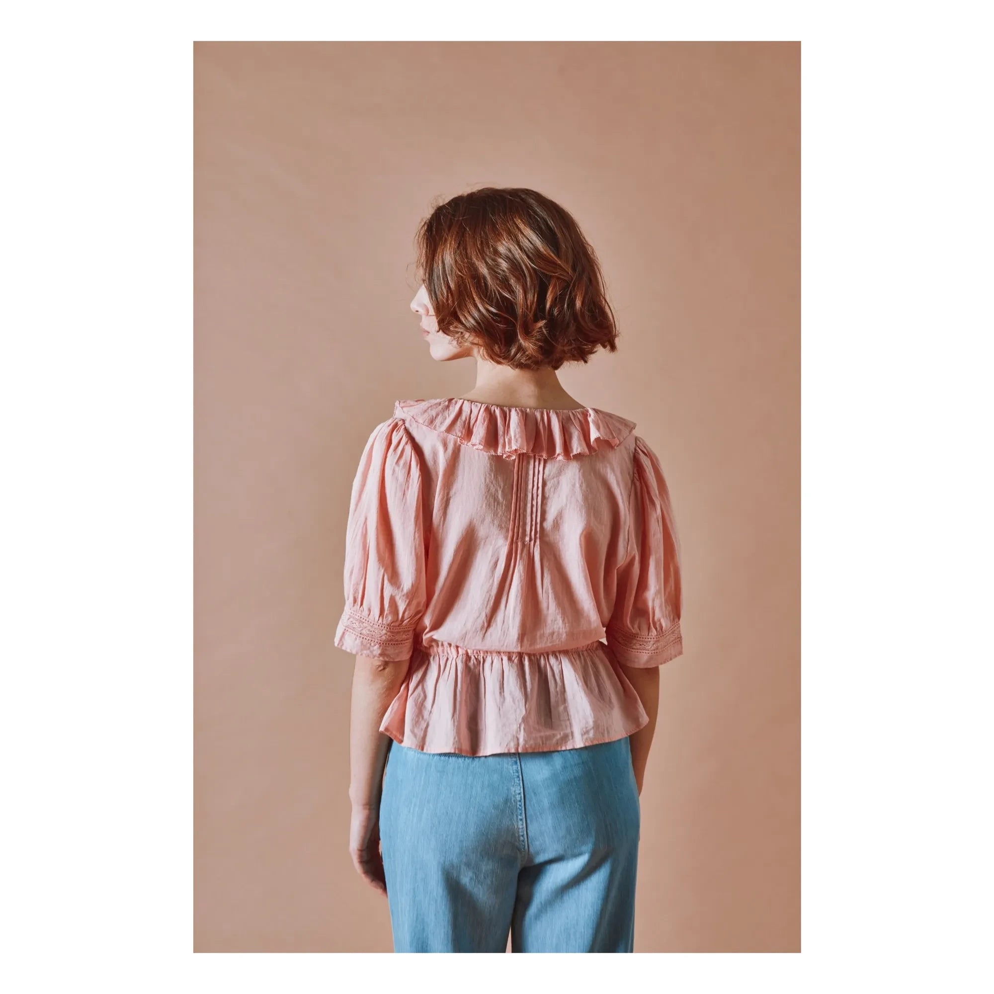 Emile et Ida – Rüschenbluse aus bestickter Baumwolle | Rosa