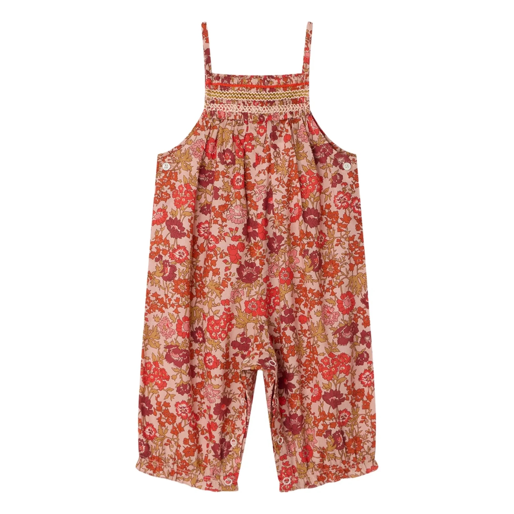 Bonpoint - Lilisy Fleurie Bio-Baumwoll-Latzhose | Puderrosa