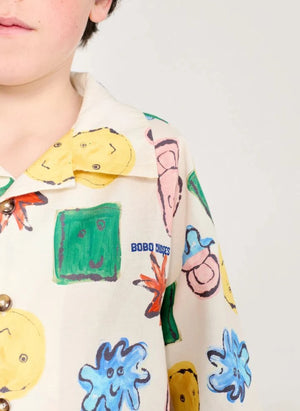Bobo Choses - Besticktes Hemd- und Hosen-Set aus Bio-Baumwolle | Ecru