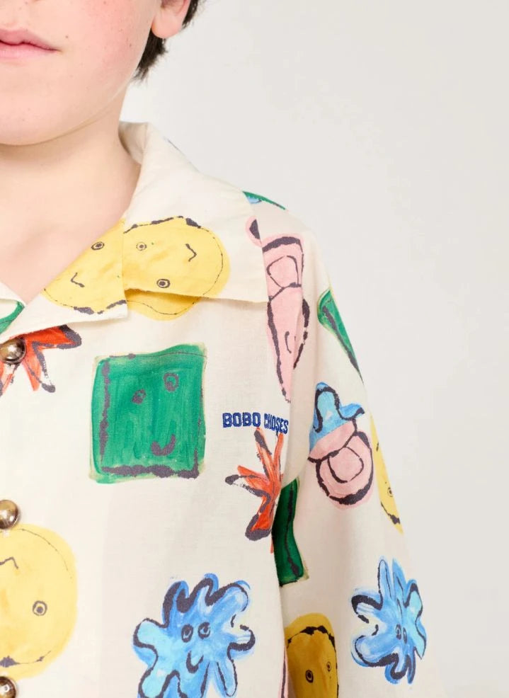 Bobo Choses - Besticktes Hemd- und Hosen-Set aus Bio-Baumwolle | Ecru