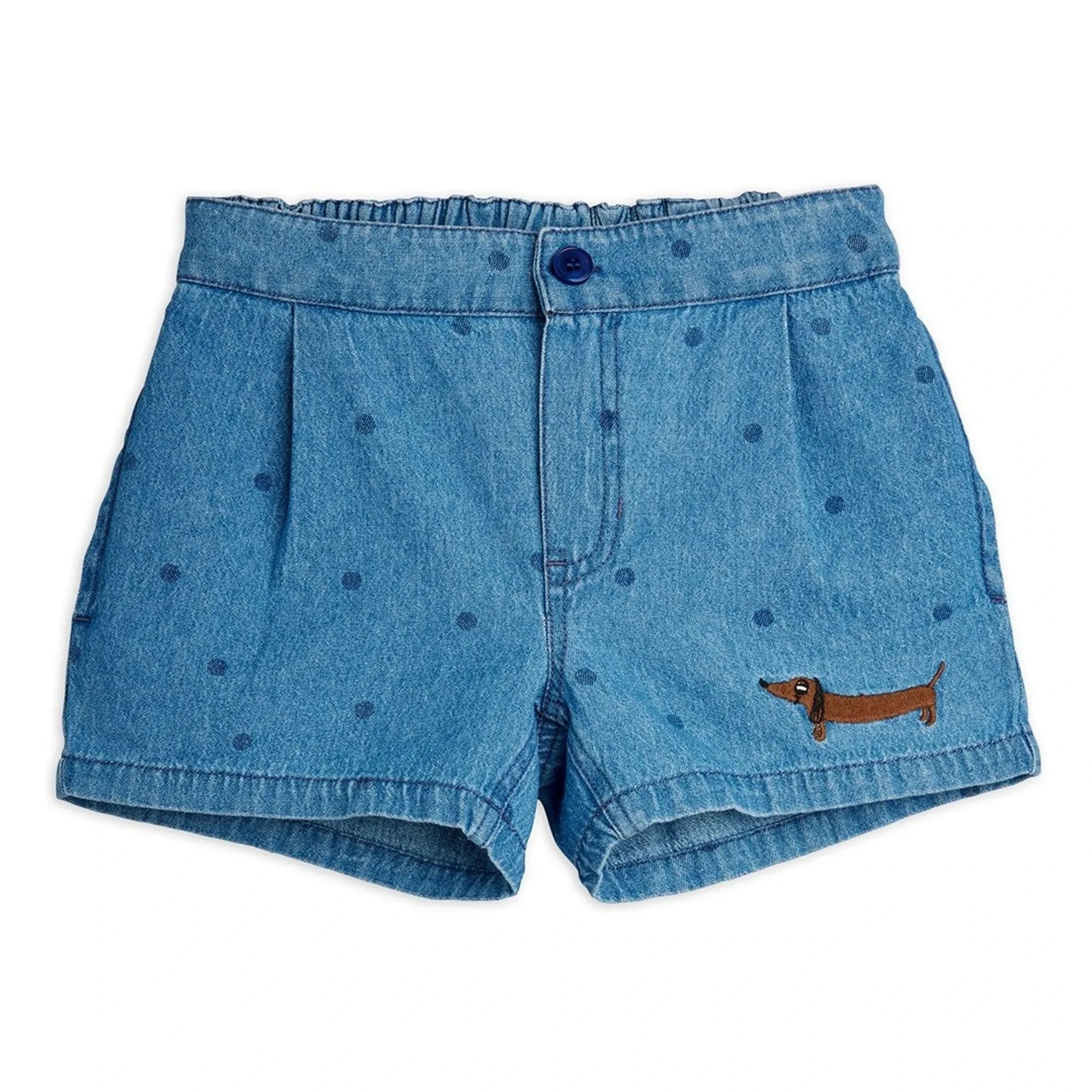 Mini Rodini - Bio-Baumwoll-Jeansshorts mit Punkten | Blau