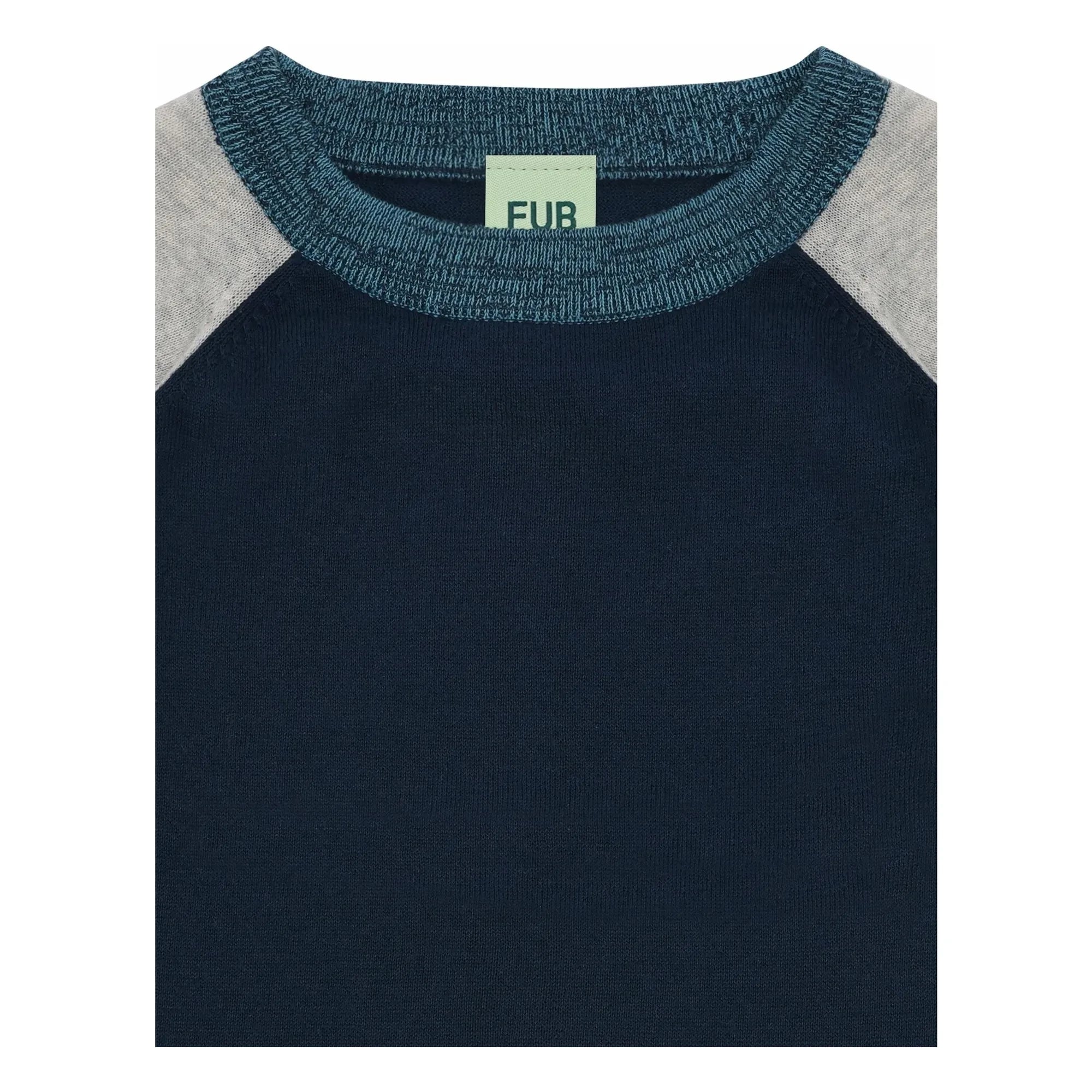 FUB - Colour Block T-Shirt Extra Feines Mesh Bio-Baumwolle | Navy