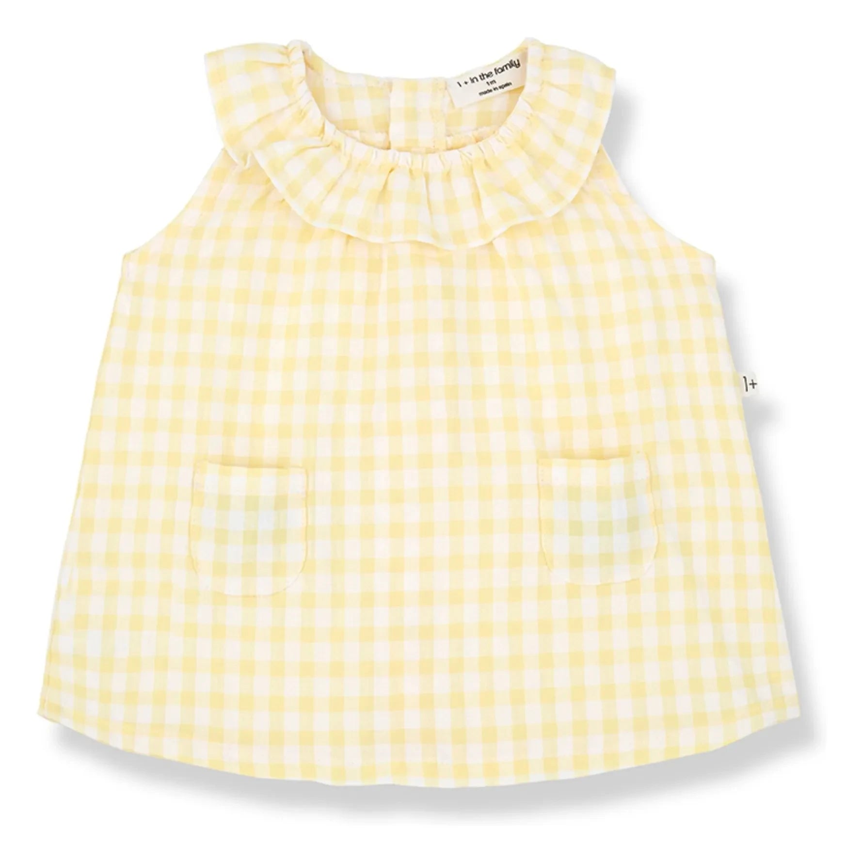 1+ in the family - Ambracia Vichy Seersucker Kleid | Blassgelb