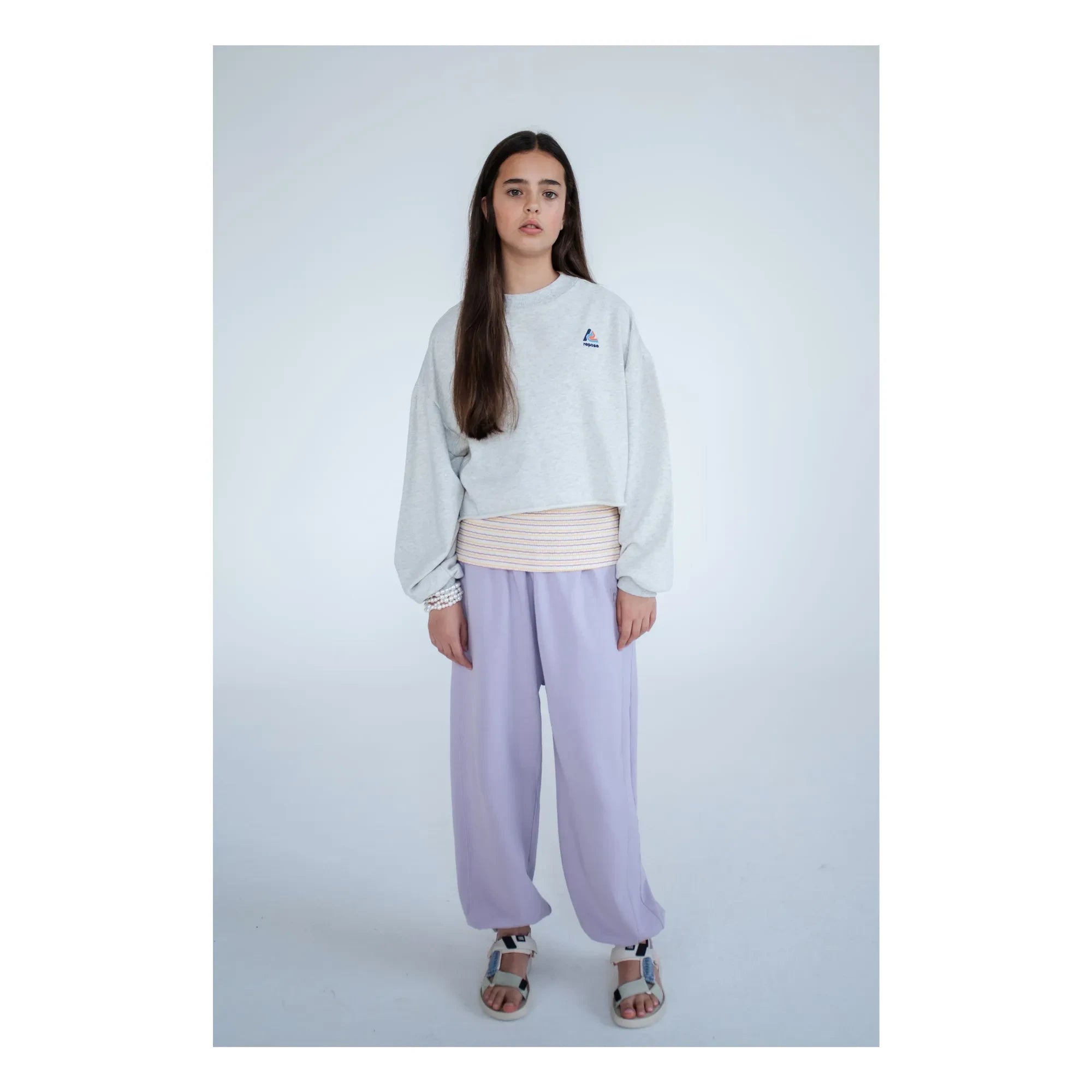 Repose AMS - Crop-Sweatshirt aus Bio-Baumwolle | Grau meliert