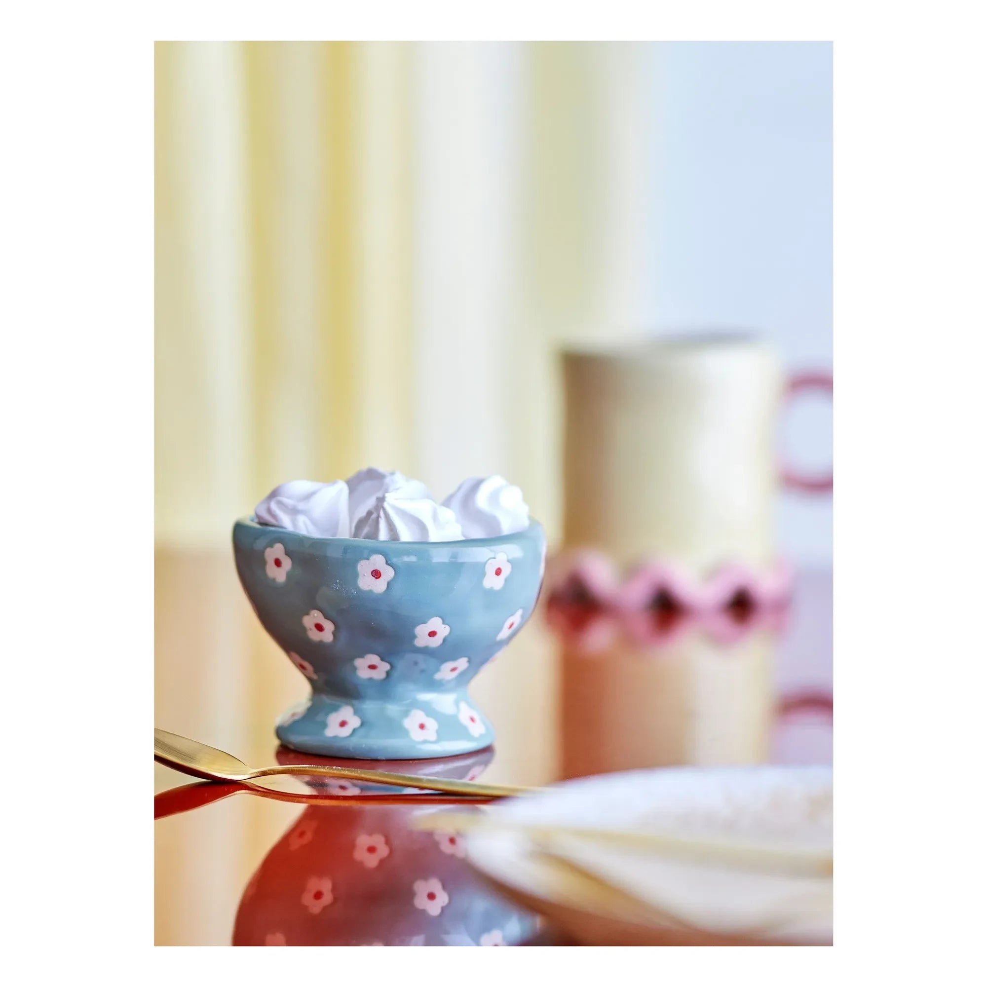Bloomingville - Steingutschale Nini mit Blumenmuster | Blau