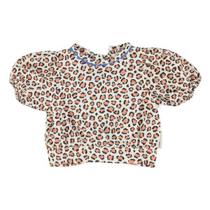 Piupiuchick - Bio-Baumwoll-Crop-Bluse mit Leopardenmuster | Ecru