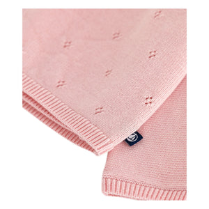 Petit Bateau – Wickelstrickjacke aus Pointelle-Wolle | Rosa