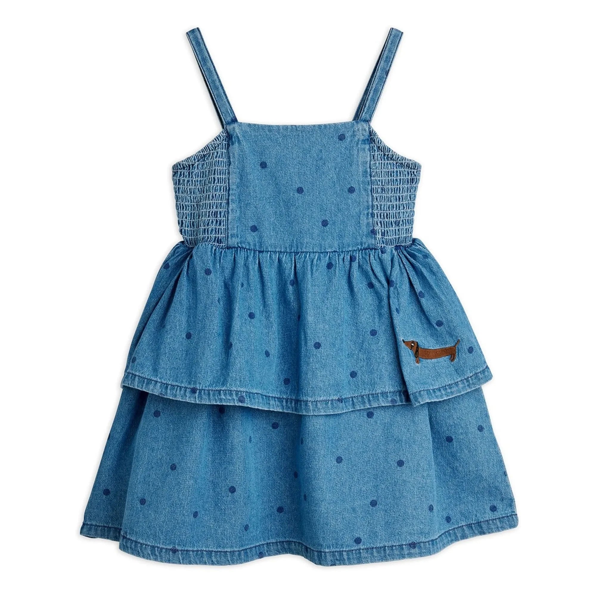 Mini Rodini – Bio-Baumwoll-Denimkleid mit Tupfenmuster | Blau