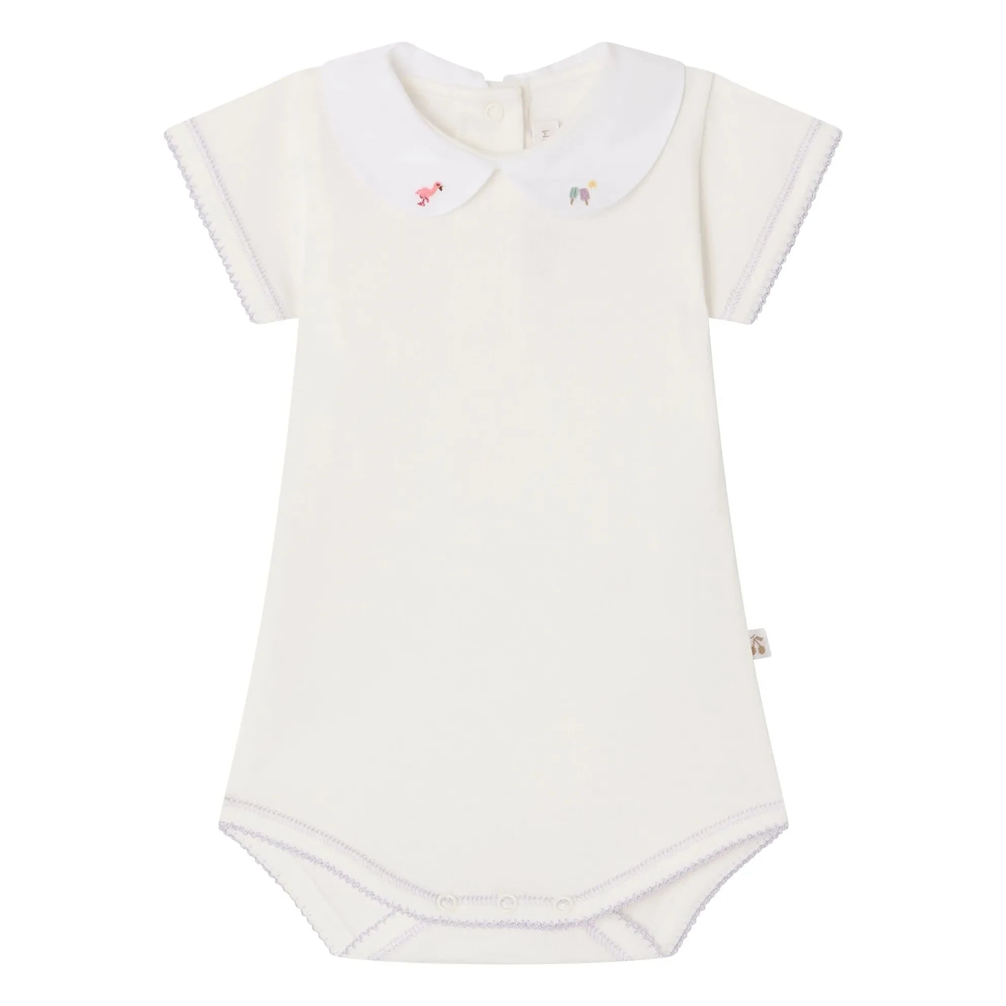 Bonpoint – Body aus Bio-Baumwolle mit Schwanenmotiv | Creme