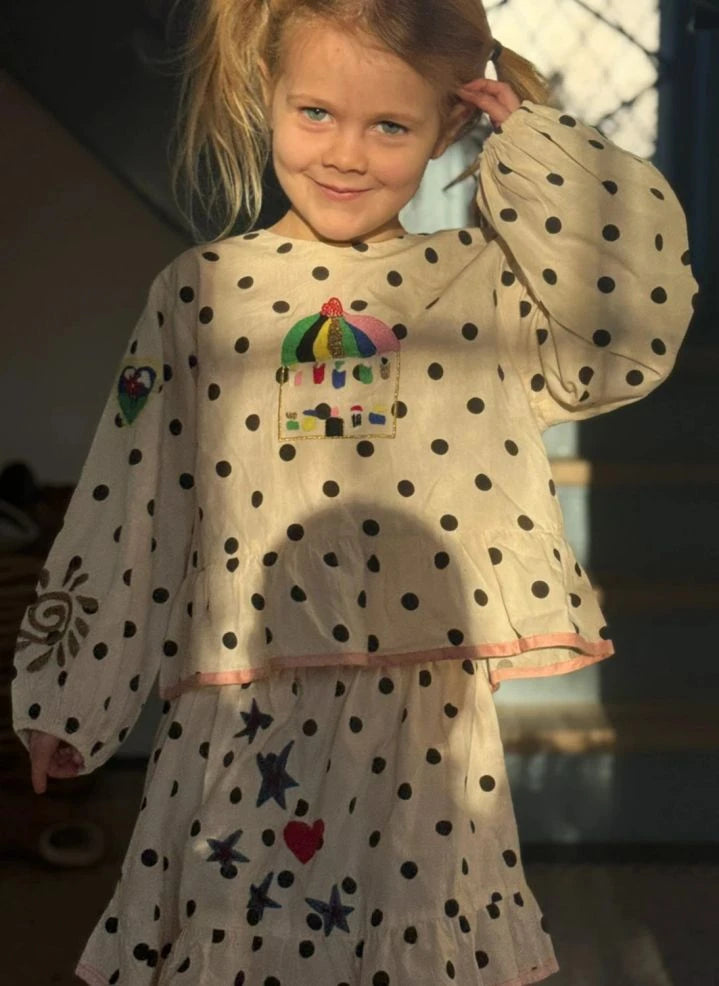 SISSEL EDELBO - Diana Pois Bio-Baumwollrock - Kinderkollektion | Creme