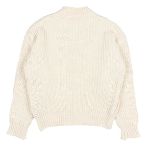 Búho - Bio-Baumwoll-Cardigan mit V-Ausschnitt und Rippstrick | Ecru