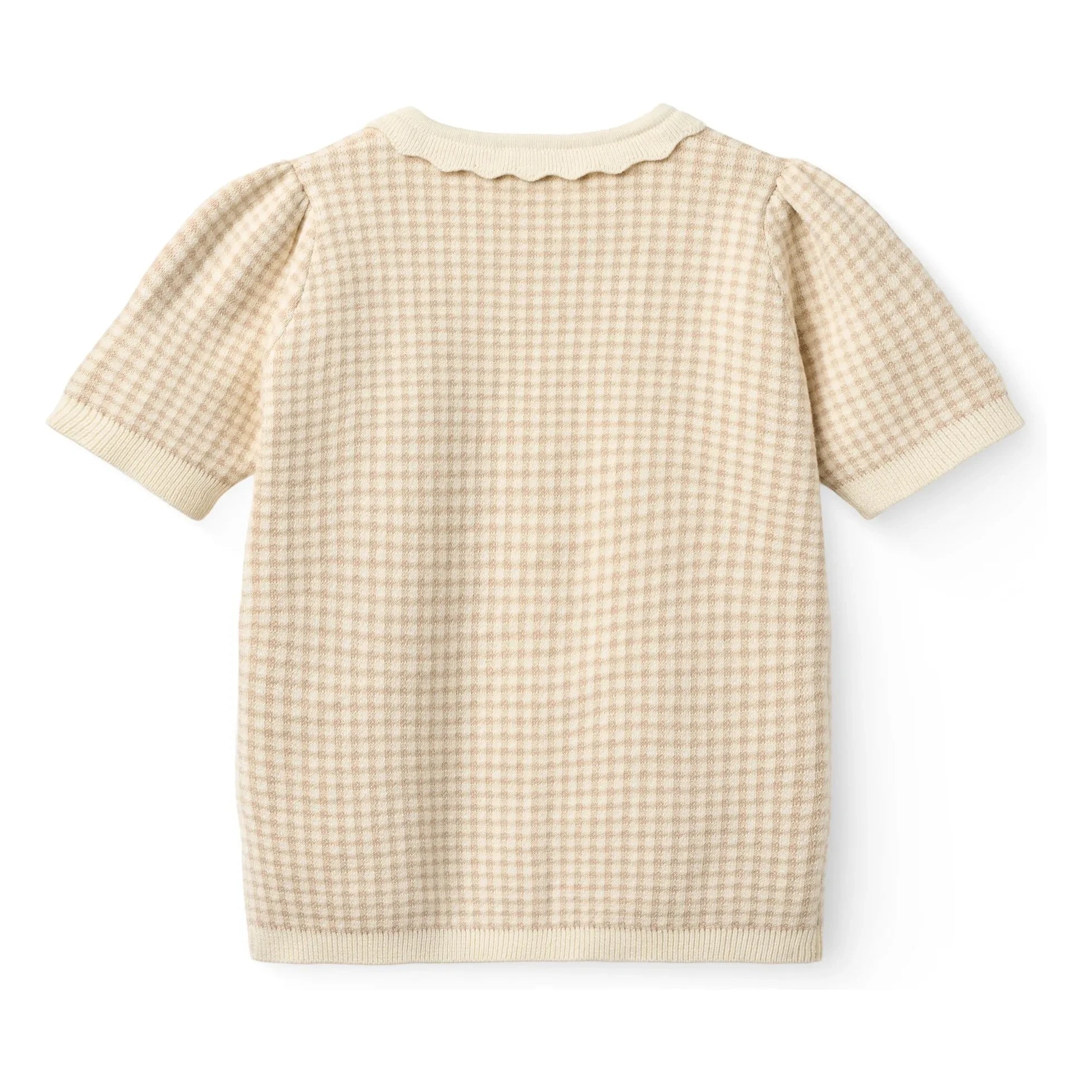 Copenhagen Colors - Organischer Baumwoll-Jacquard-Cardigan mit kurzen Ärmeln | Beige-Rosa