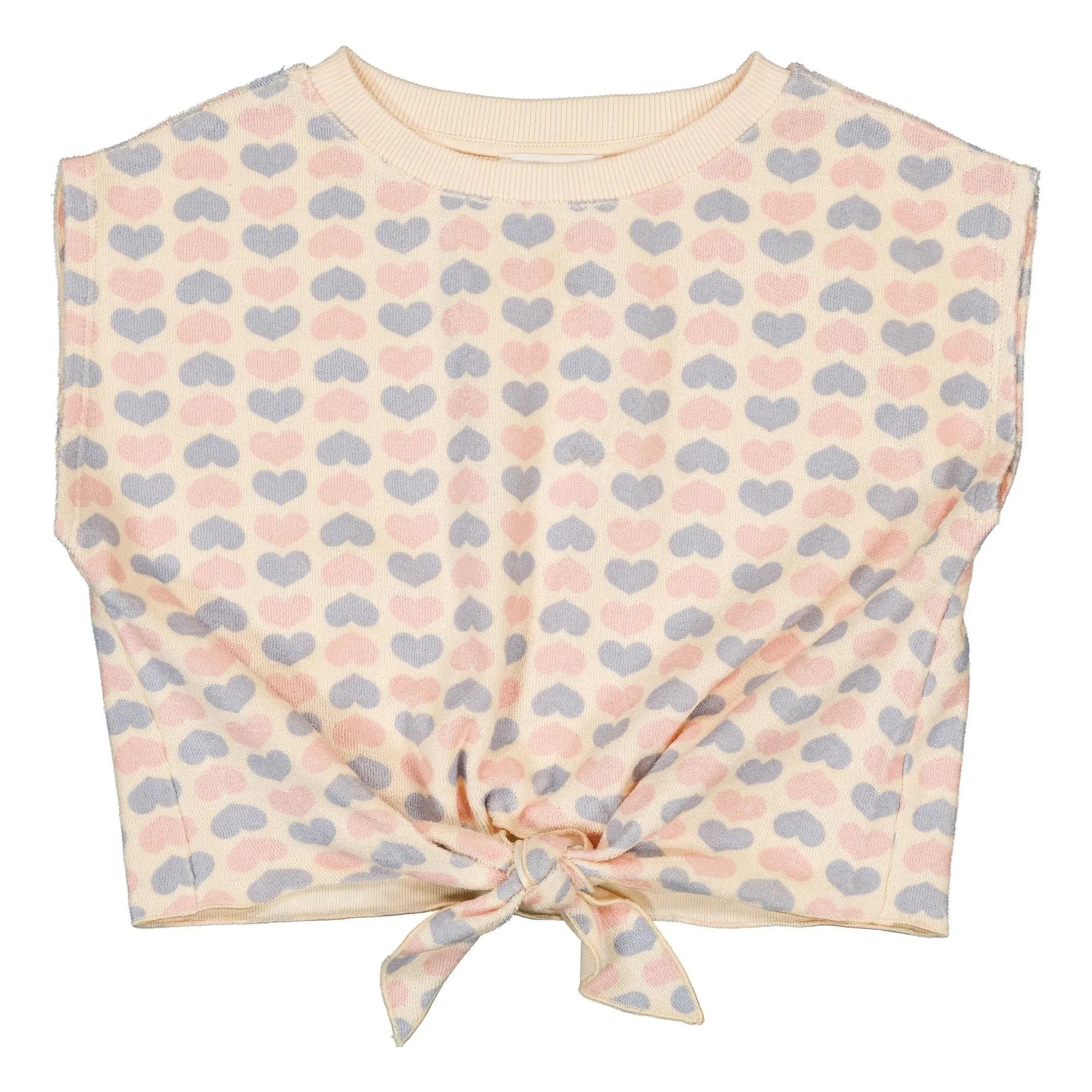 Louis Louise - Madona Hearts Jersey T-Shirt mit Knotendetail | Blassrosa