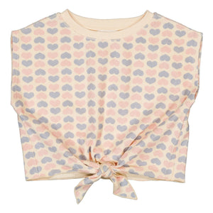 Louis Louise - Madona Hearts Jersey T-Shirt mit Knotendetail | Blassrosa