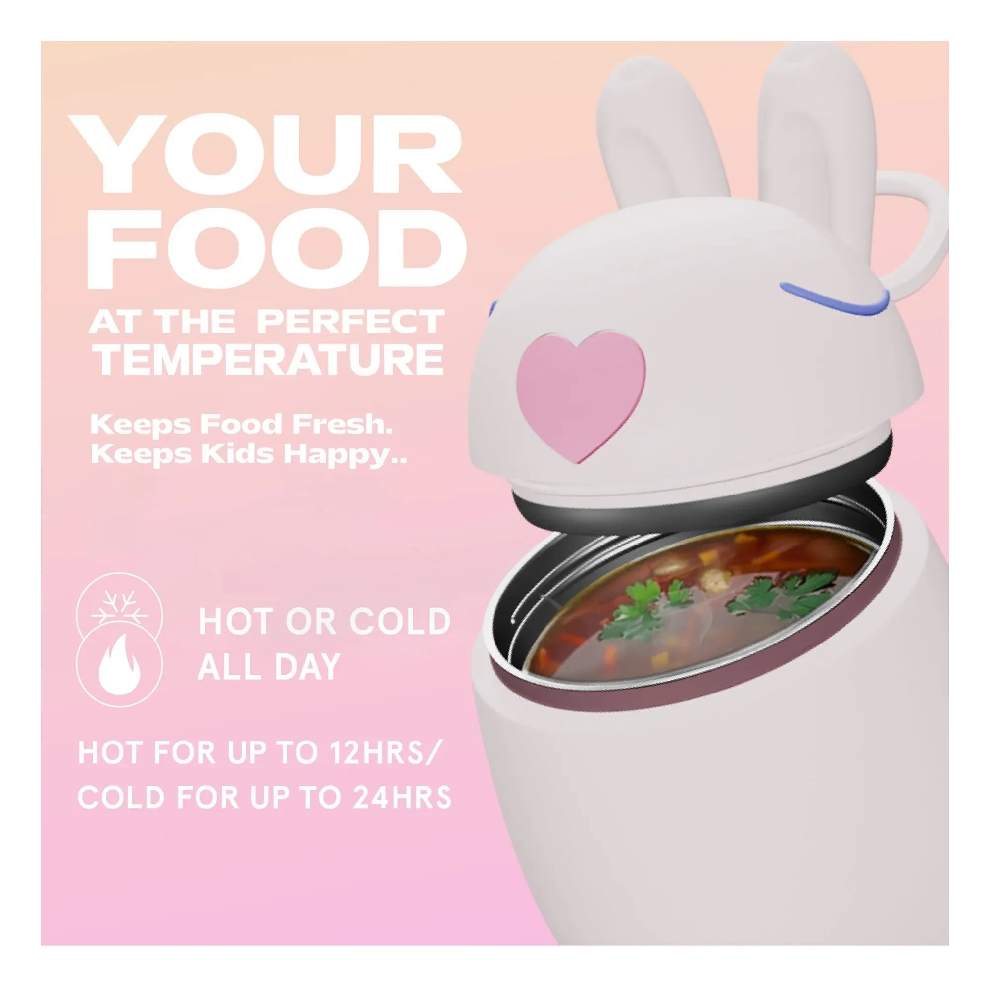 Asobu - Isolierte Lunchbox Kaninchen | Hellrosa