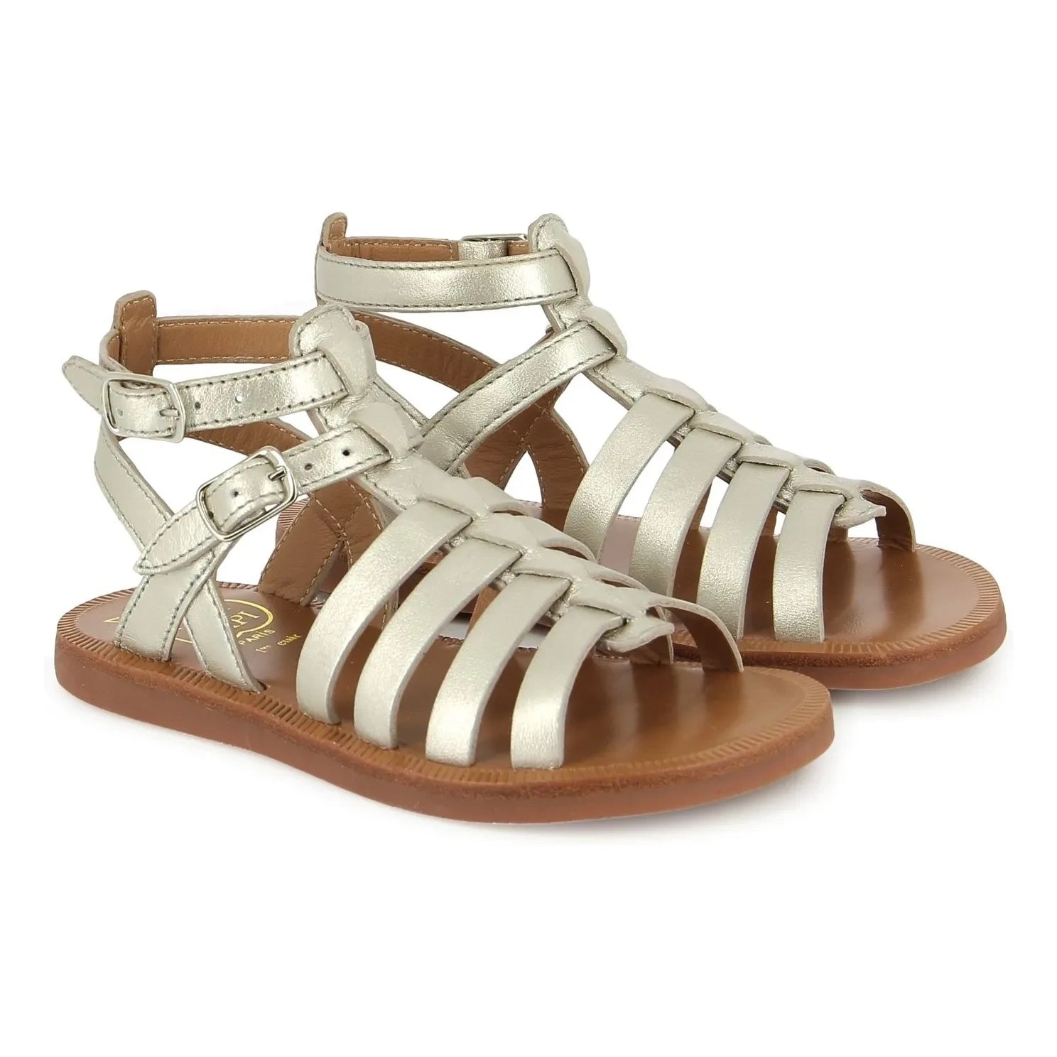 Pom d'Api - Gladiator-Sandalen Plagette | Silber