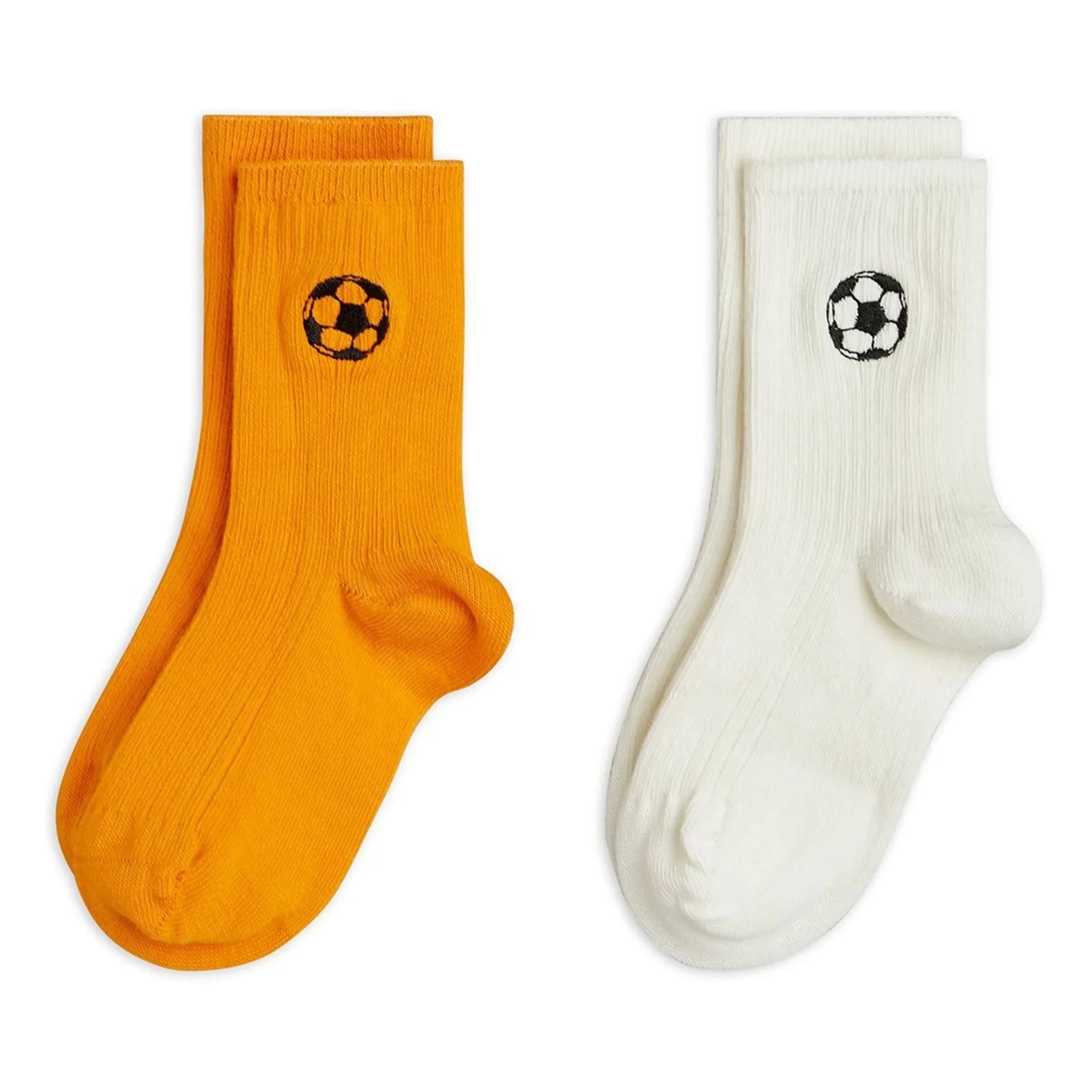 Mini Rodini - Set mit 2 Paar Fußballsocken aus Bio-Baumwolle | Orange
