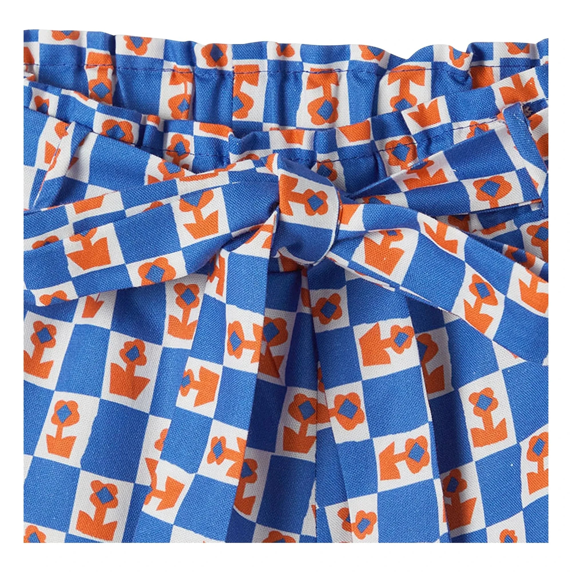 Fabula - Kurze Damiers Flowers mit Bogen | Blau