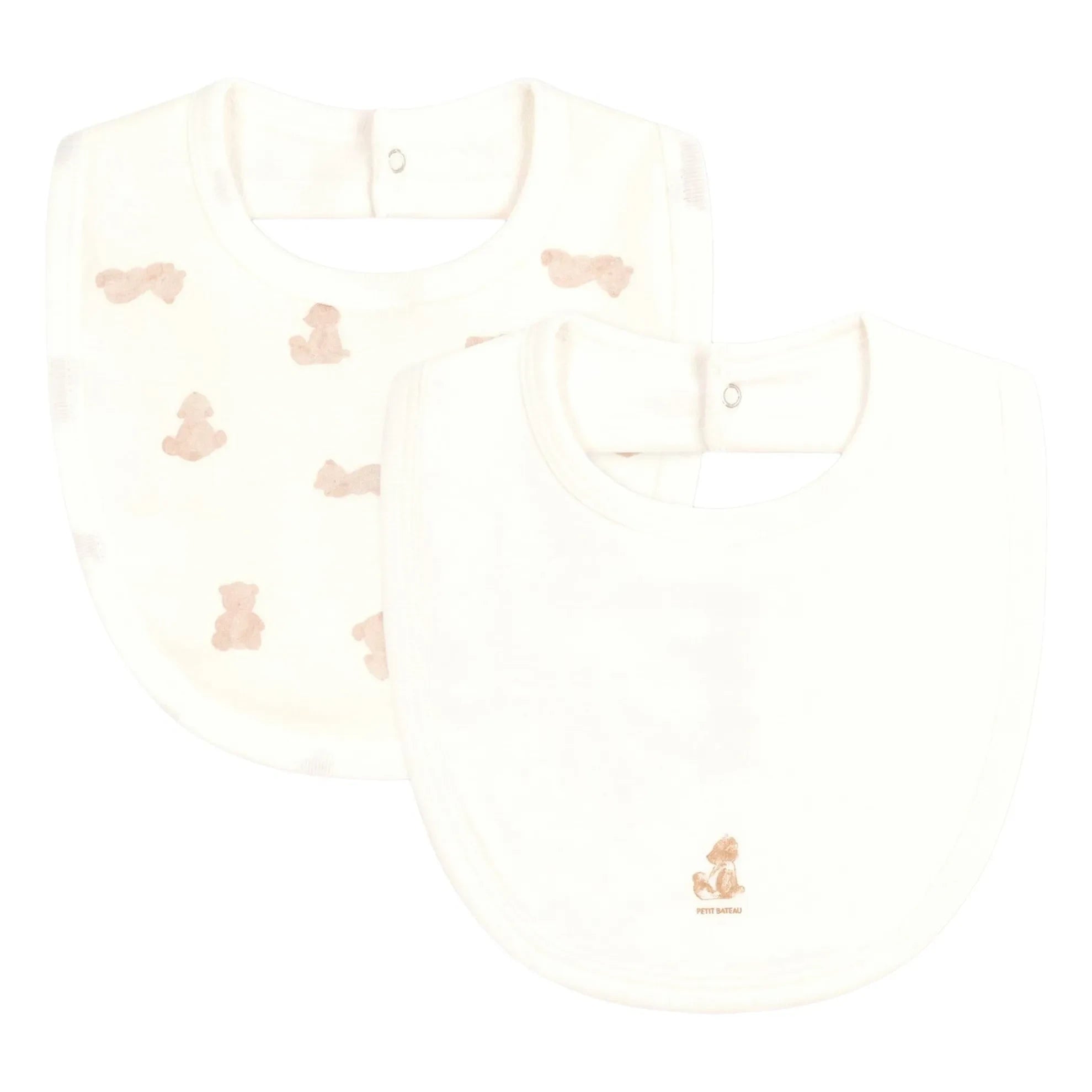 Petit Bateau - 2er-Set Lätzchen mit Teddybär-Motiv | Weiß