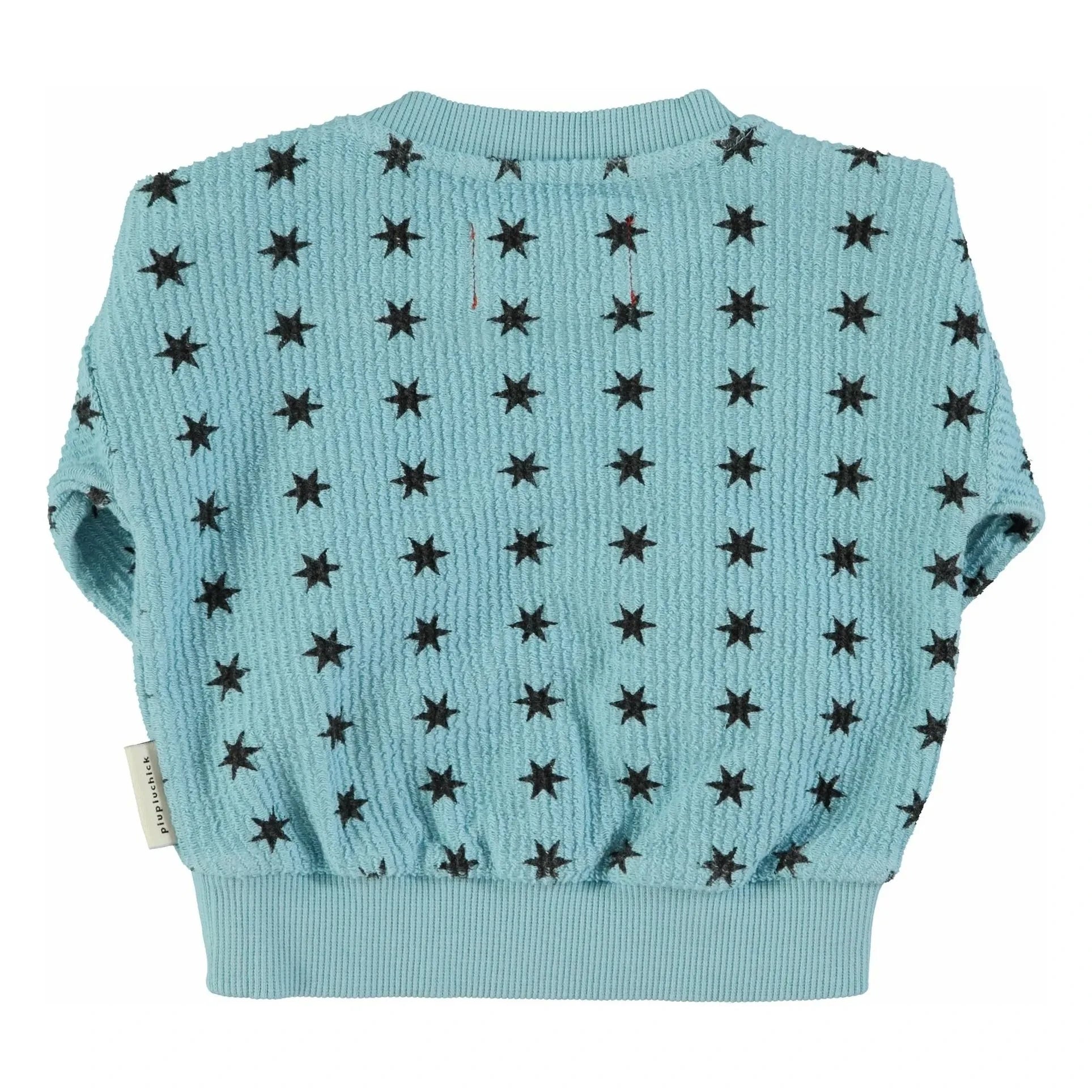 Piupiuchick - Gestreifter Stern-Sweatshirt Bio-Baumwolle | Blau