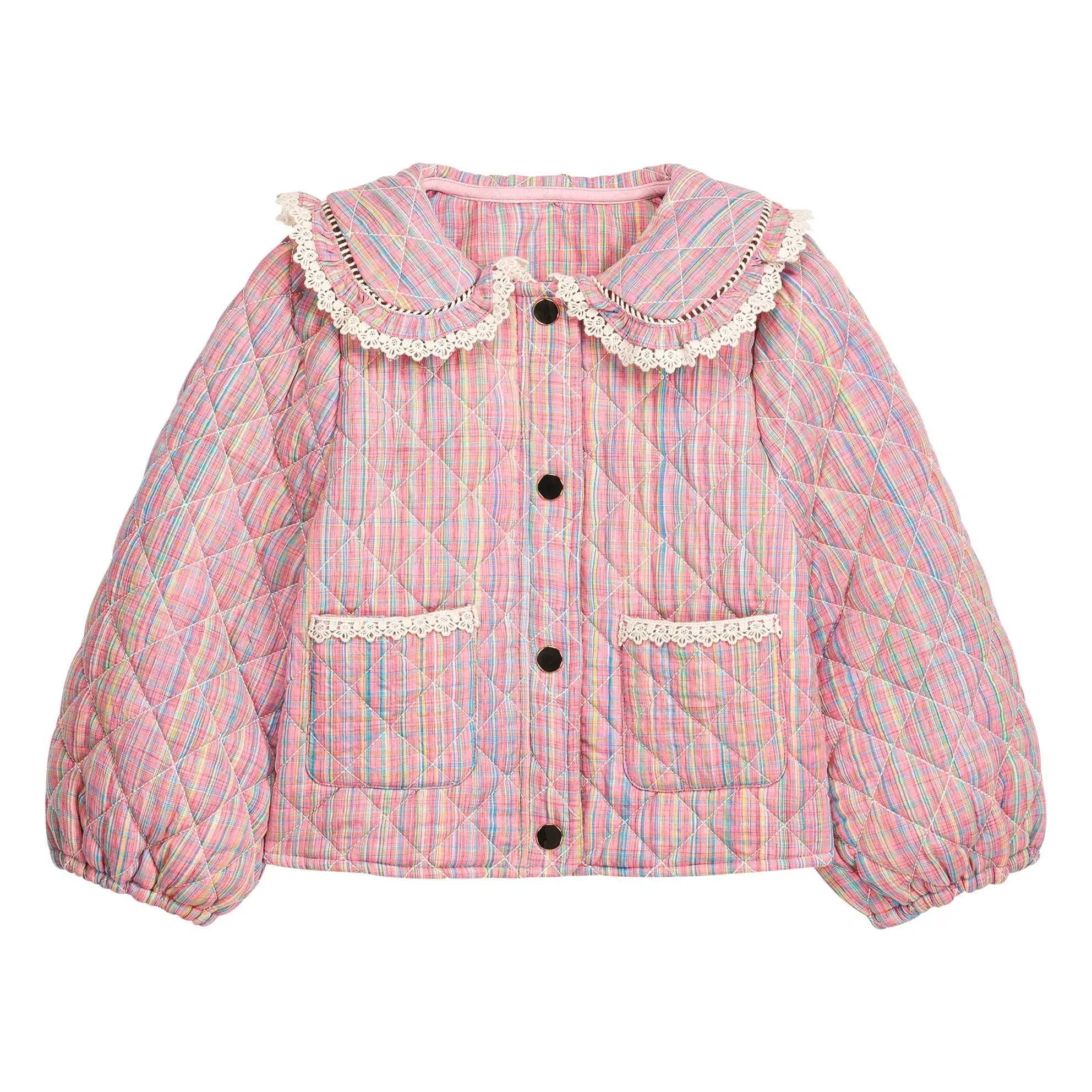 Louise Misha - Joulia Karierte Steppjacke | Rosa