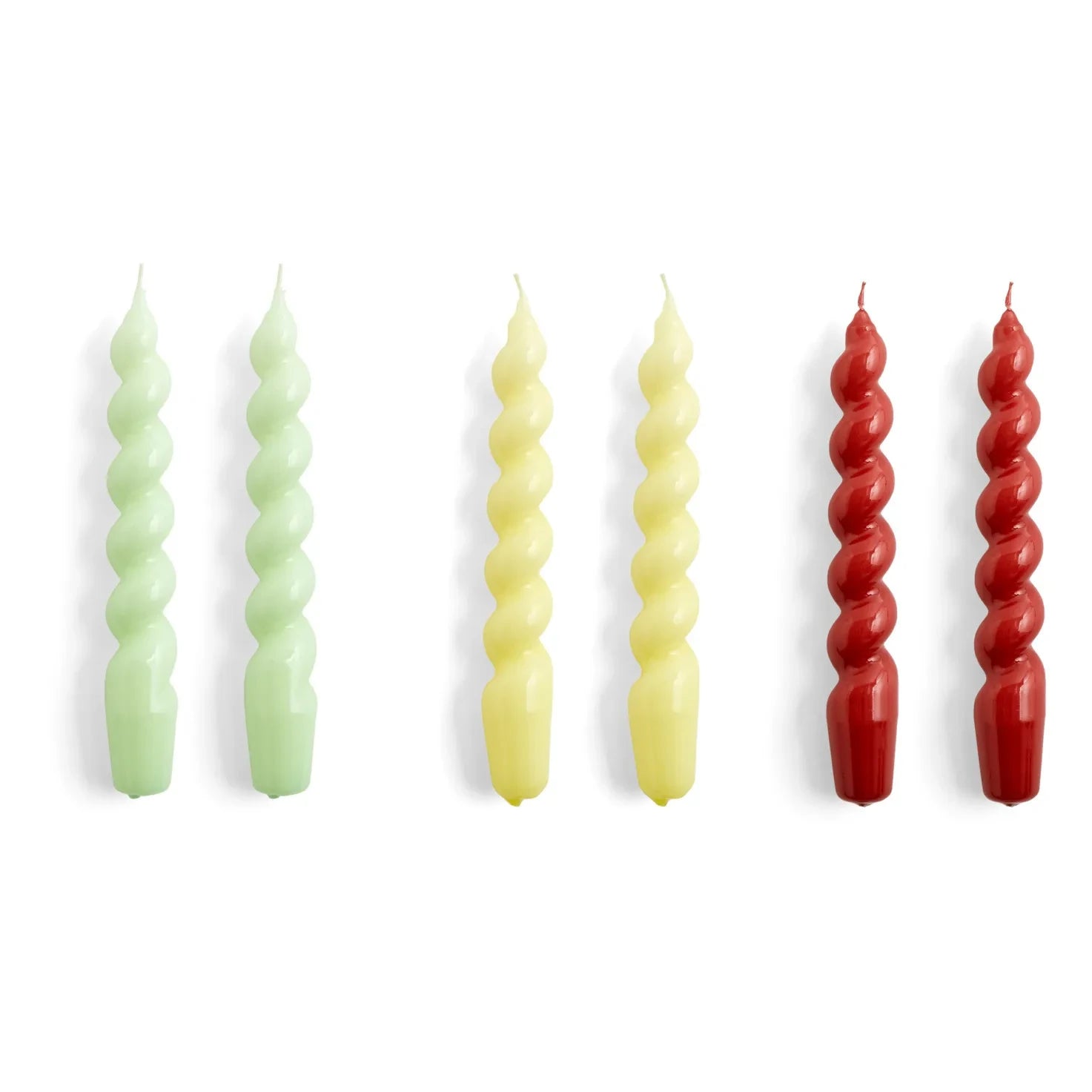 Hay - Spiral Kerzen - 6er Set | Gelbgrün