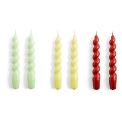 Hay - Spiral Kerzen - 6er Set | Gelbgrün