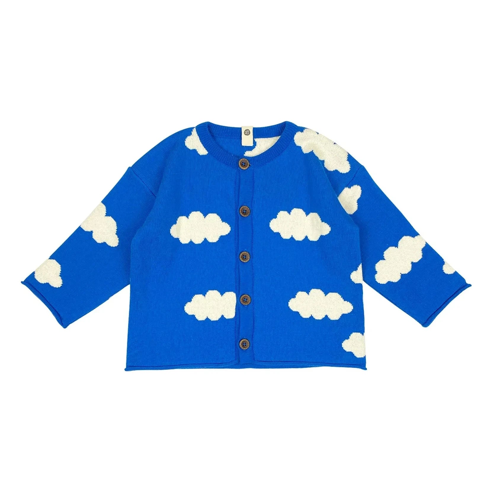 Bayiri - Wolkiger Himmel Bio-Baumwoll-Strickjacke | Blau