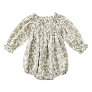 Quincy Mae – Overall aus Gaze mit Blumenmuster aus Bio-Baumwolle | Elfenbein