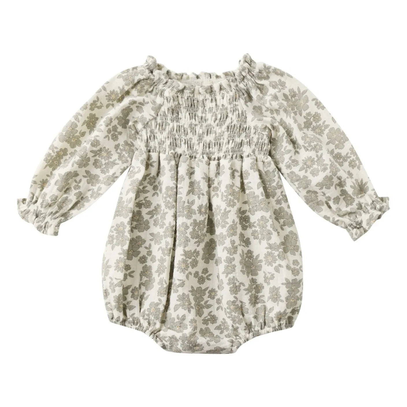 Quincy Mae – Overall aus Gaze mit Blumenmuster aus Bio-Baumwolle | Elfenbein