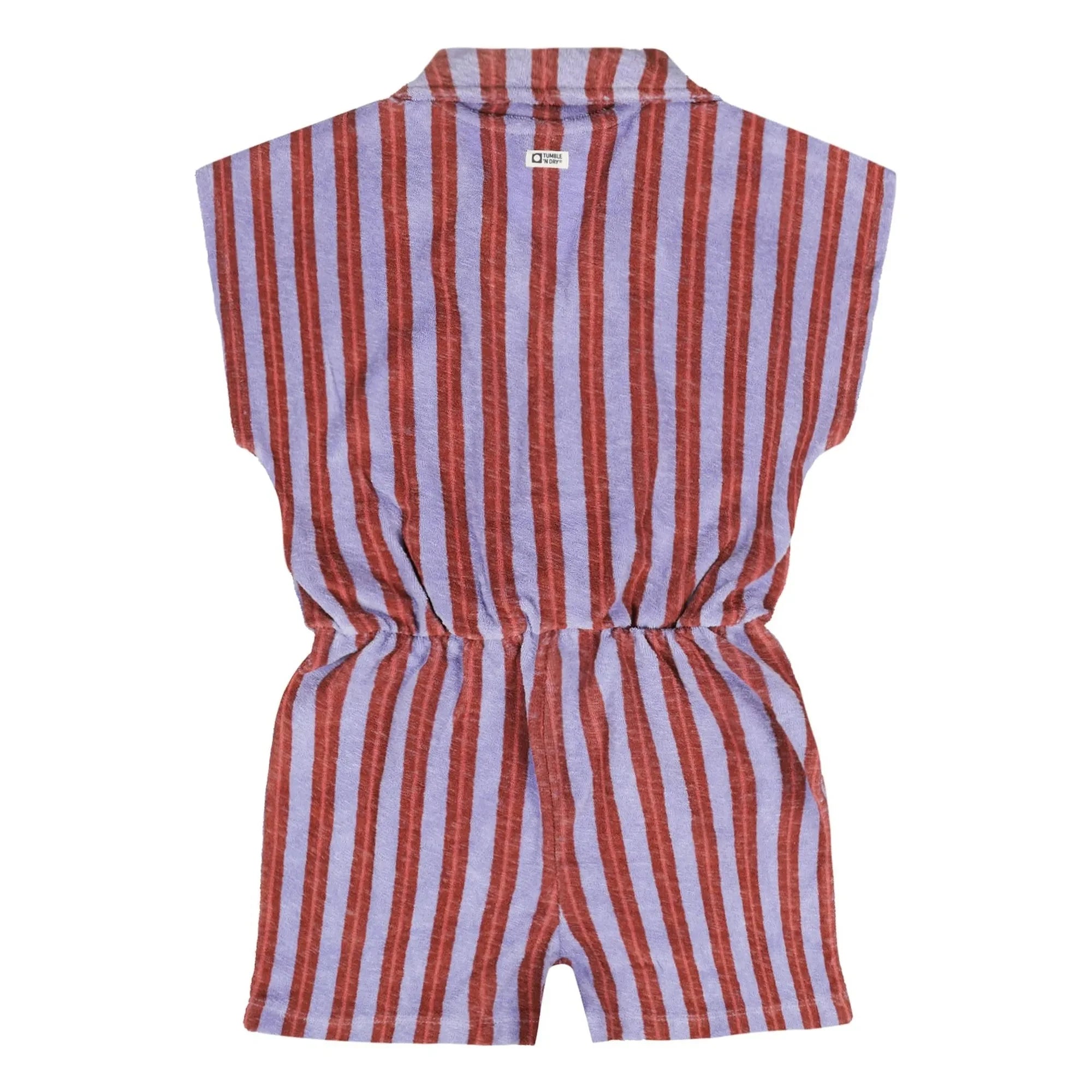 Tumble N'Dry – La Barre Zweistreifiger Strampler aus Bio-Baumwolle | Lila