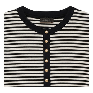 Anine Bing – Alessia Gestreiftes T-Shirt | Schwarz