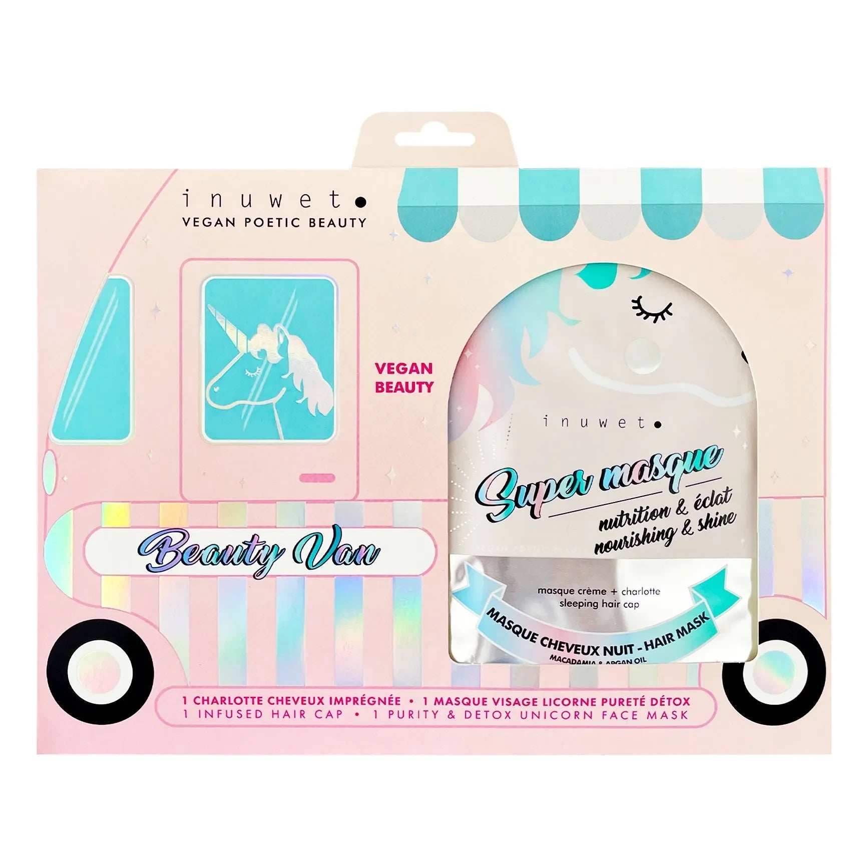 Inuwet - Beauty Van unicorn saç ve yüz maskesi seti