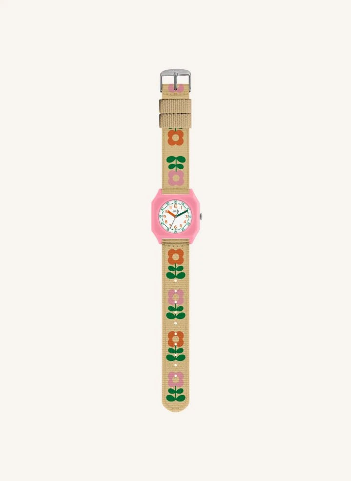 Mini Kyomo - Seventies Flowers Uhr - Mini Kyomo x Taxi Brousse | Beige