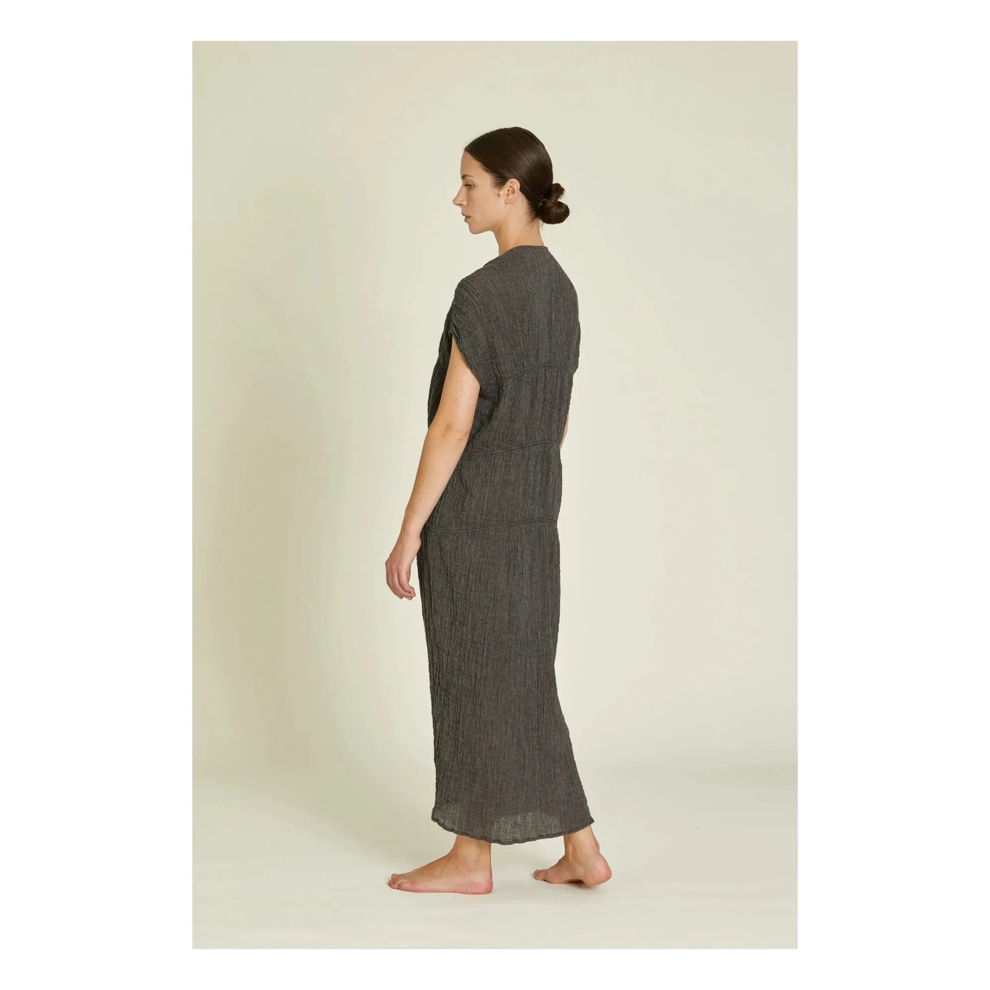 Black Crane - Gem Leinenkleid | Dunkelschiefergrau