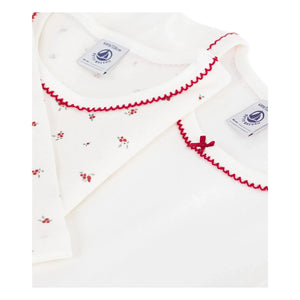 Petit Bateau - 2’li Picots Organik Pamuk Tişört Seti | Beyaz