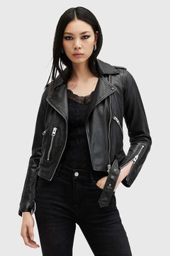AllSaints Kadın Deri Biker Ceket BALFERN