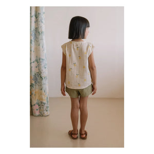 Studio Bohème - Georgette Waffel-Shorts aus Bio-Baumwollgaze | Hell Khaki