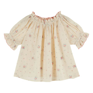 Emile et Ida - Ballonbluse mit Blumenmuster Bio-Baumwolle | Creme