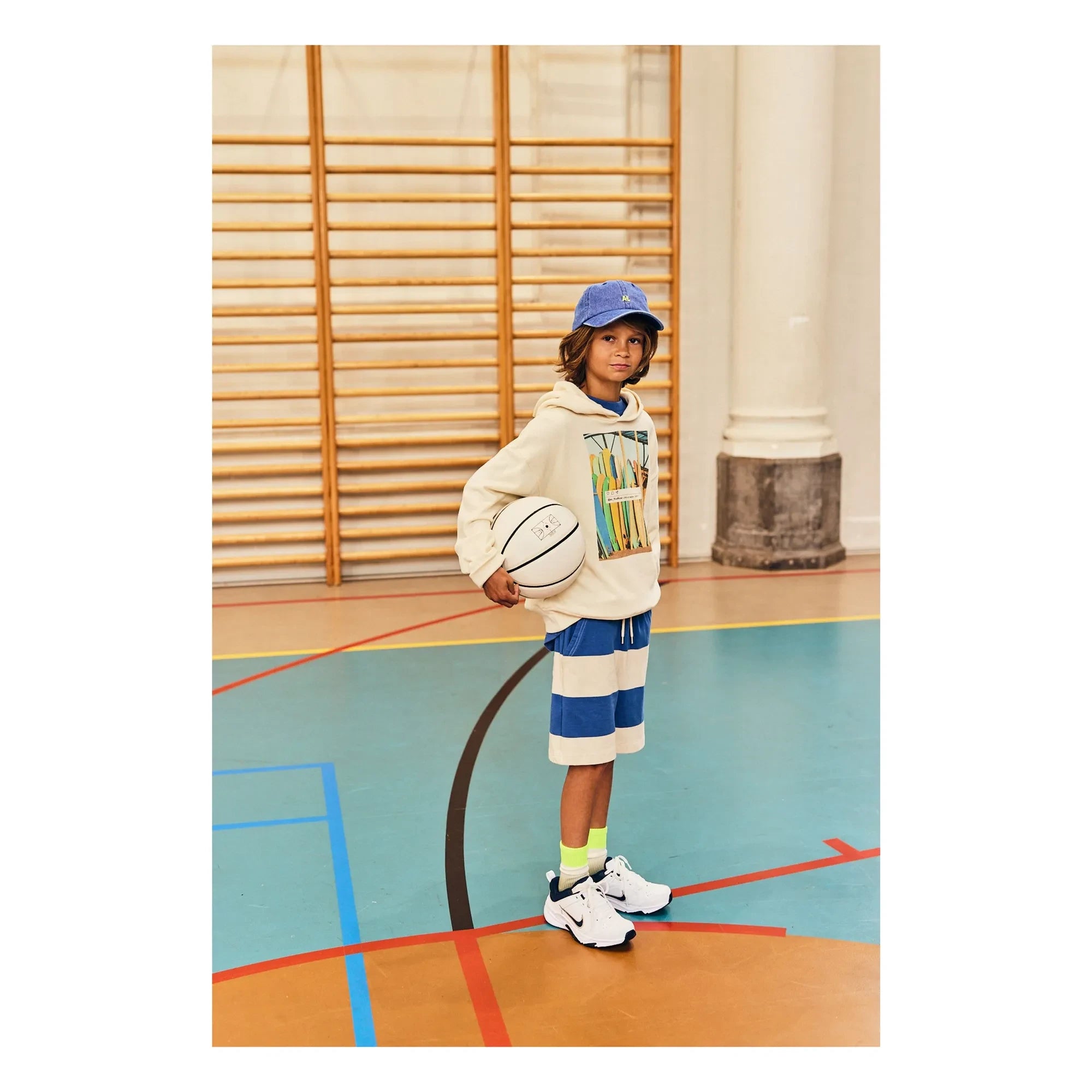 AO76 - Eliot Gestreifte Shorts aus recycelter Baumwolle | Blau