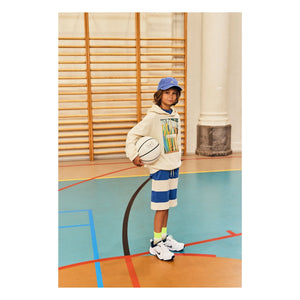 AO76 - Eliot Gestreifte Shorts aus recycelter Baumwolle | Blau