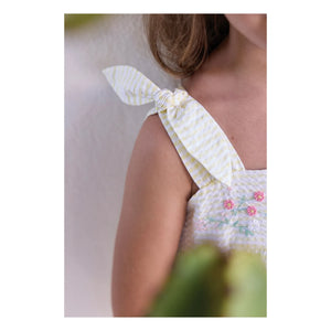 Tartine et Chocolat - Trägerloses Kleid mit Streifenstickerei | Gelb