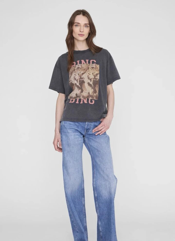 Anine Bing - Cade Tiger Baumwoll T-Shirt | Schwarz