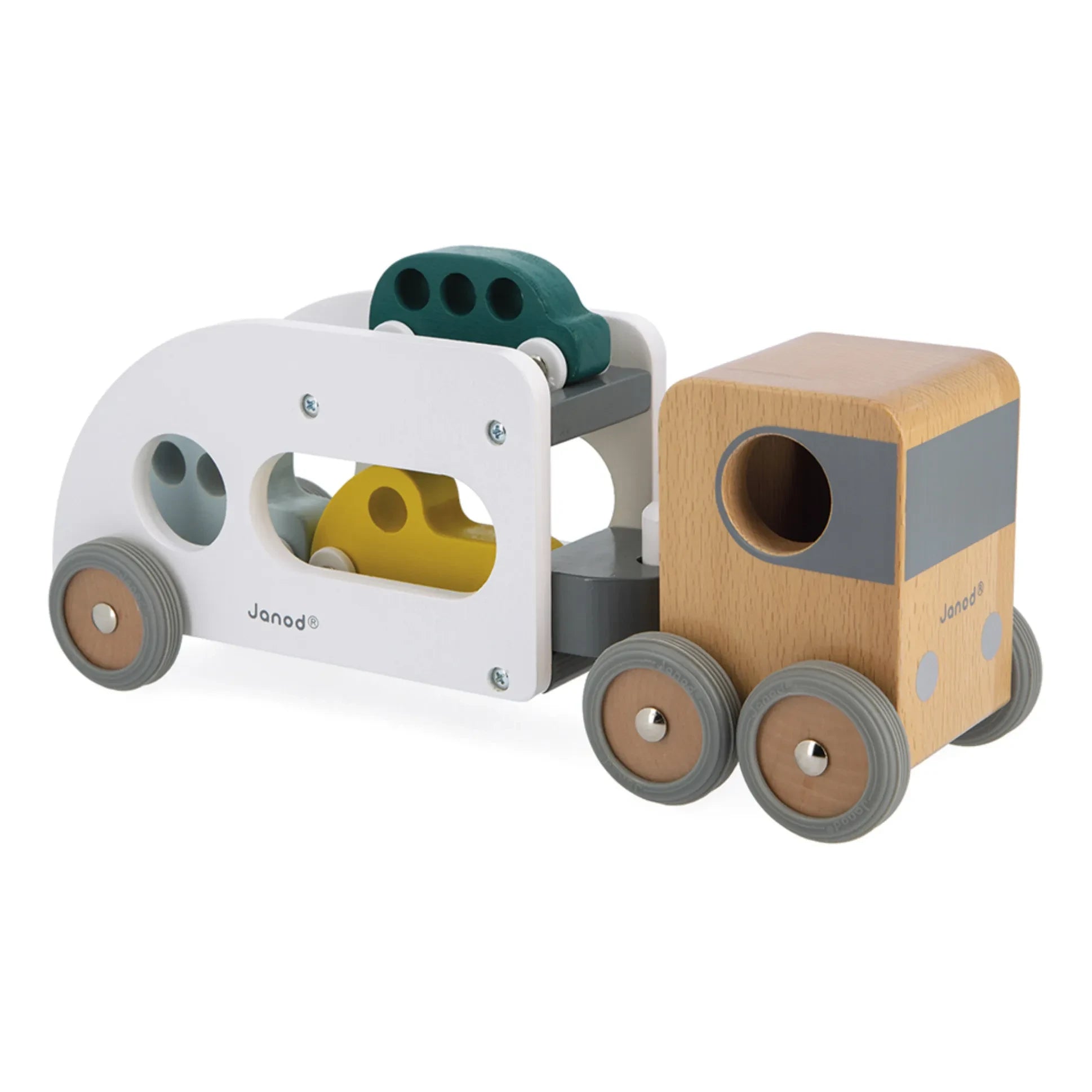 Janod - Autotransporter und 3 Fahrzeuge