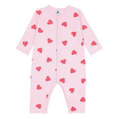Petit Bateau - Fußloser Schlafanzug mit Herzmuster | Rosa