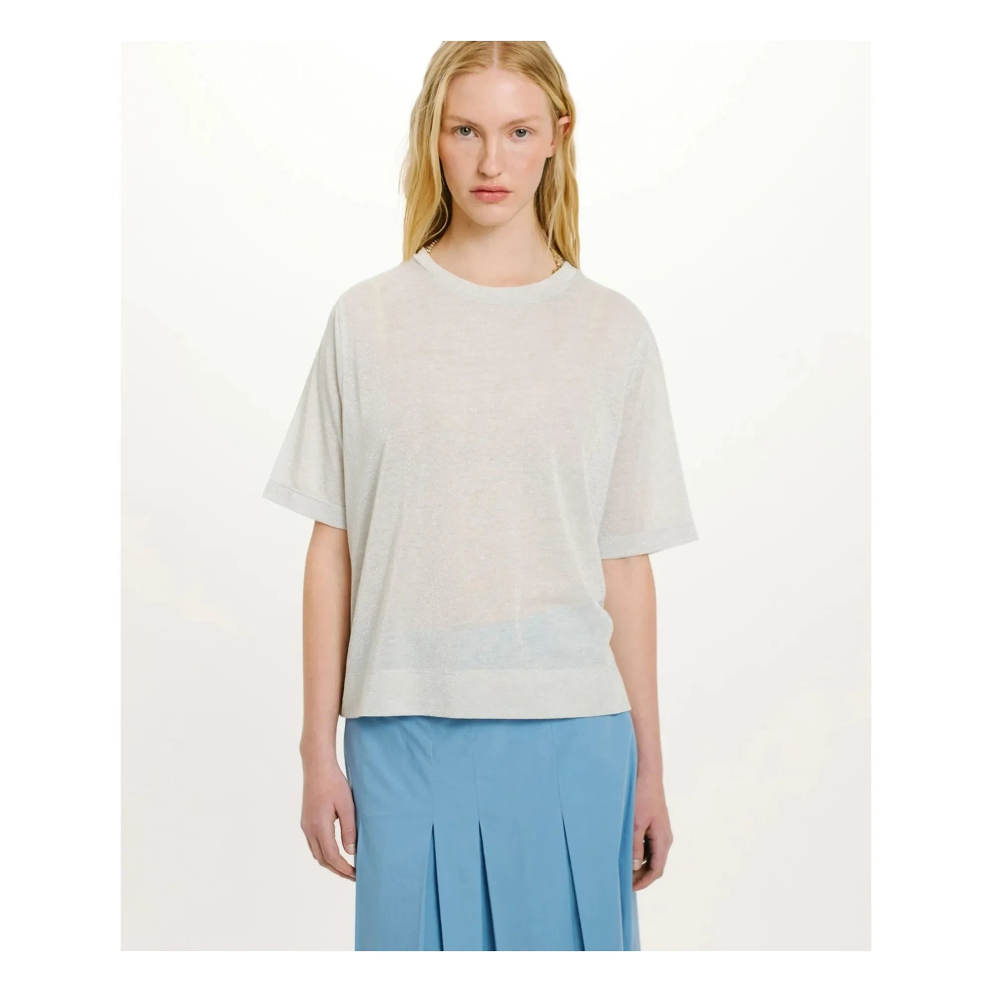 Momoni - Iora Metallic T-Shirt | Hellgrau