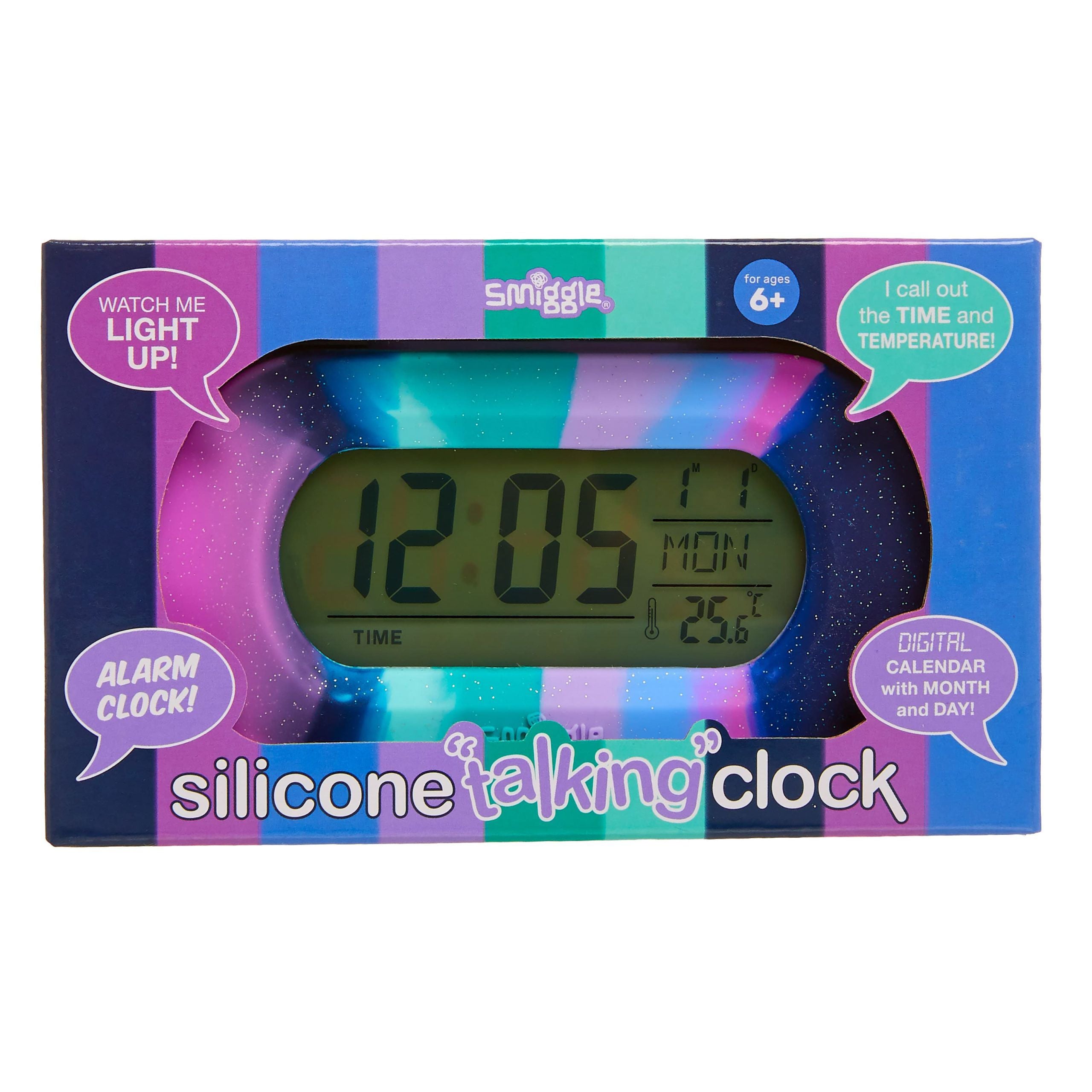 Smiggle - Işıklı ve Alarmli Silikon Masa Saati-Dinossi