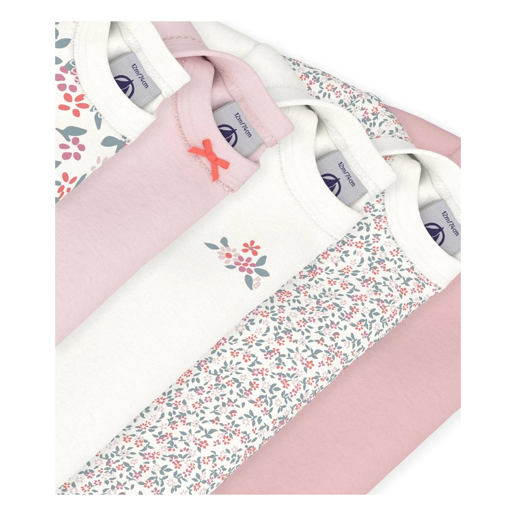 Petit Bateau - 5'li Organik Pamuk Çiçek Desenli Badi Seti | Pembe
